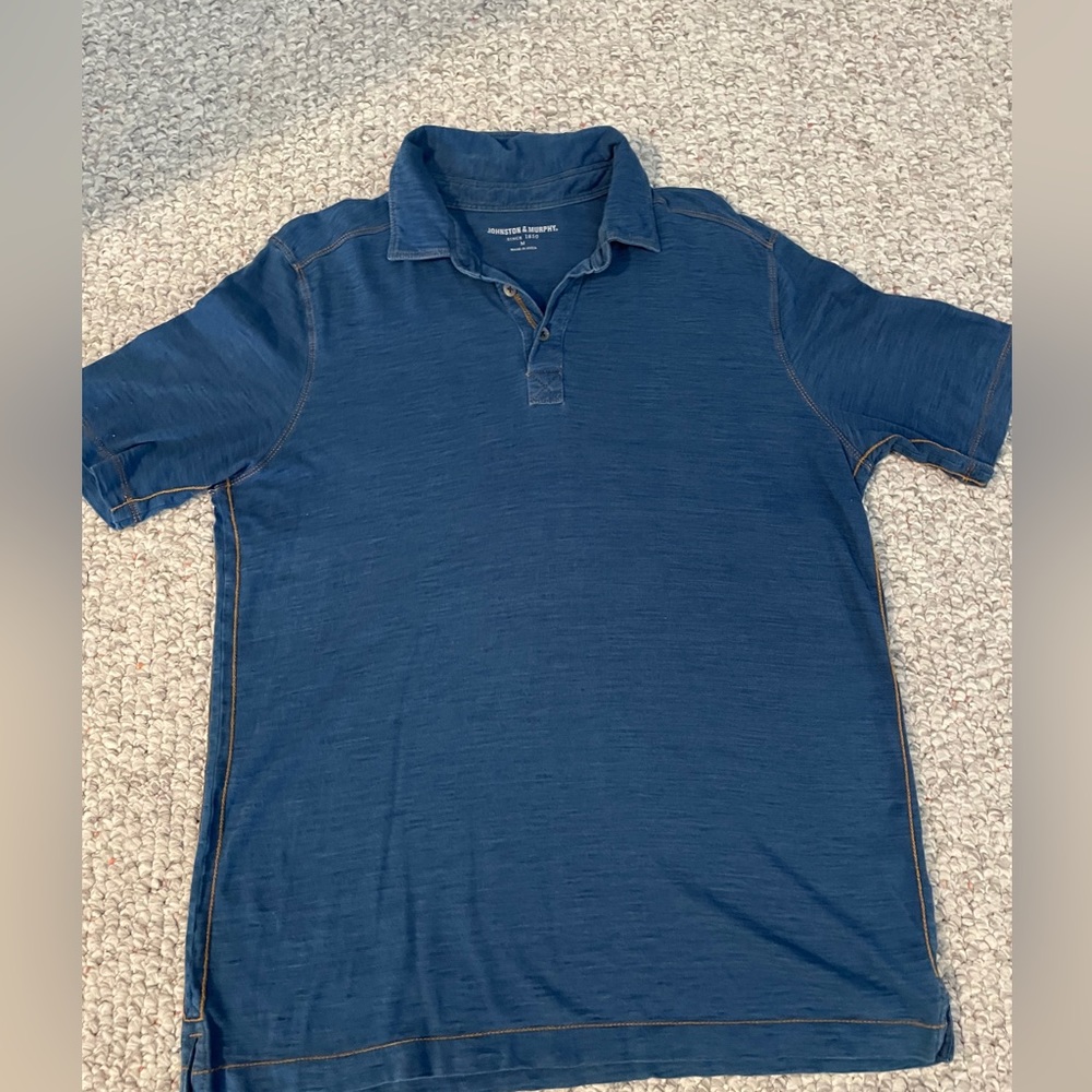Johnston and Murphy causal dress blue shirt size Medium